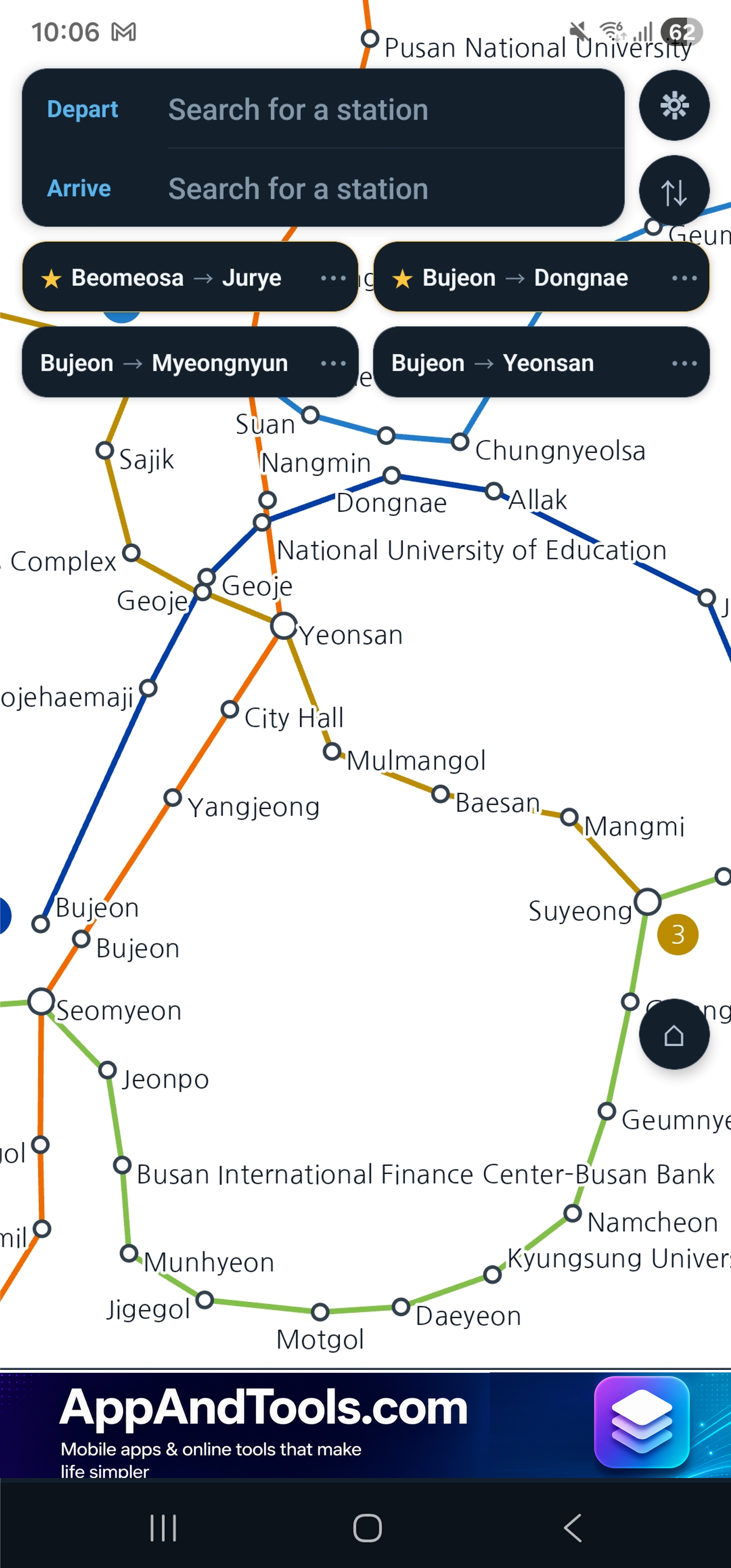 Busan Subway Travel app screenshot 2