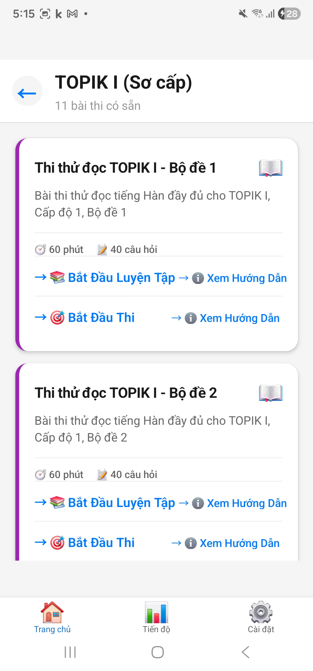 Luyện Thi TOPIK Education app screenshot 2