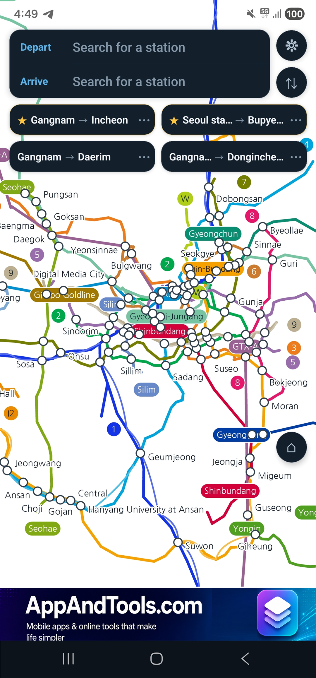 Seoul Subway Travel app screenshot 1