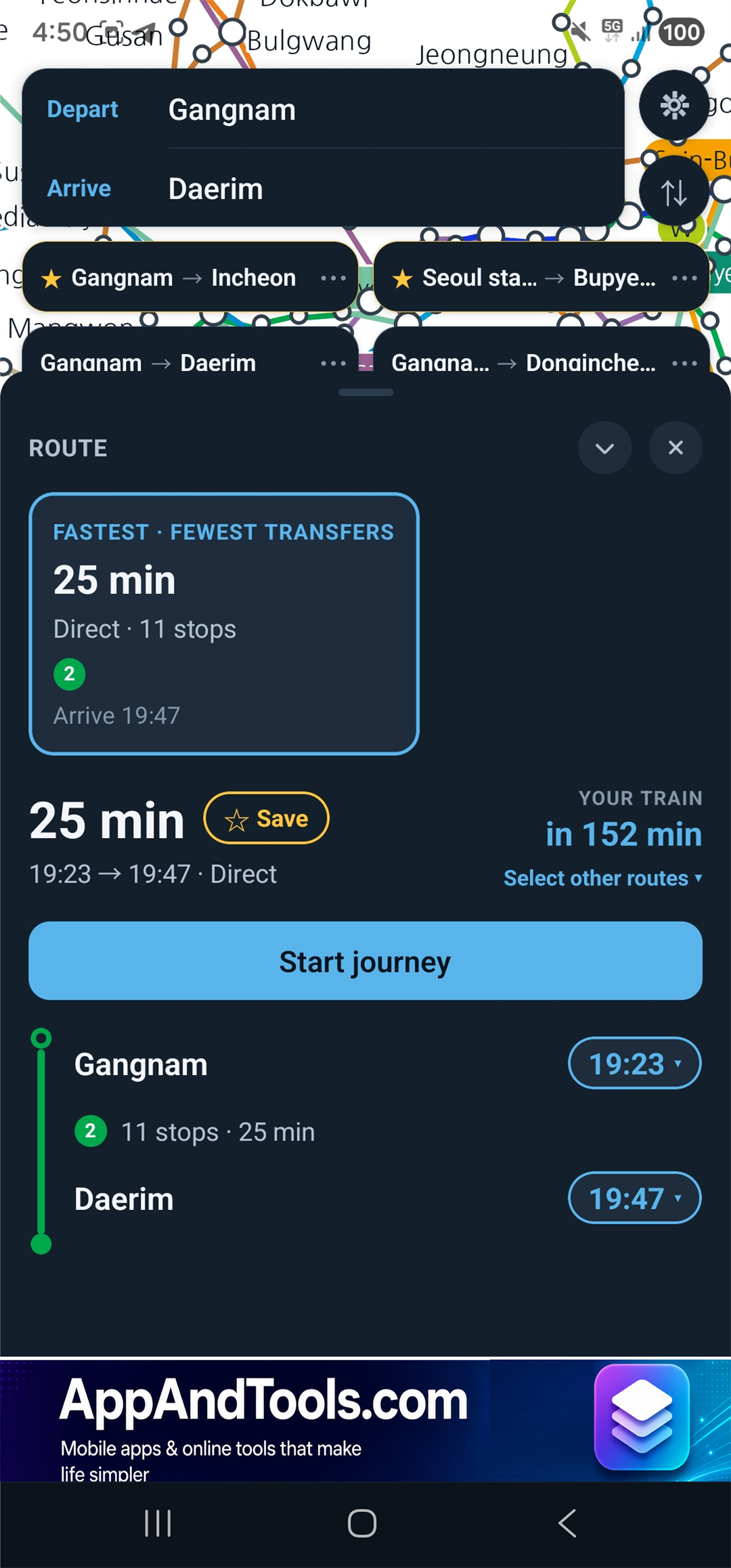 Seoul Subway Travel app screenshot 3