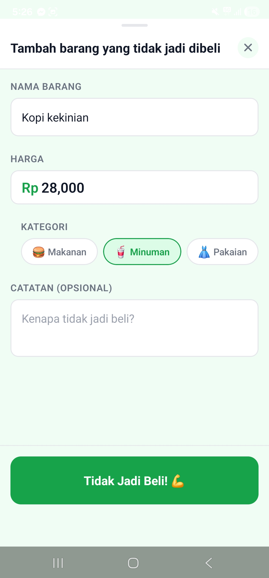 Tidak Jadi Beli Finance app screenshot 2