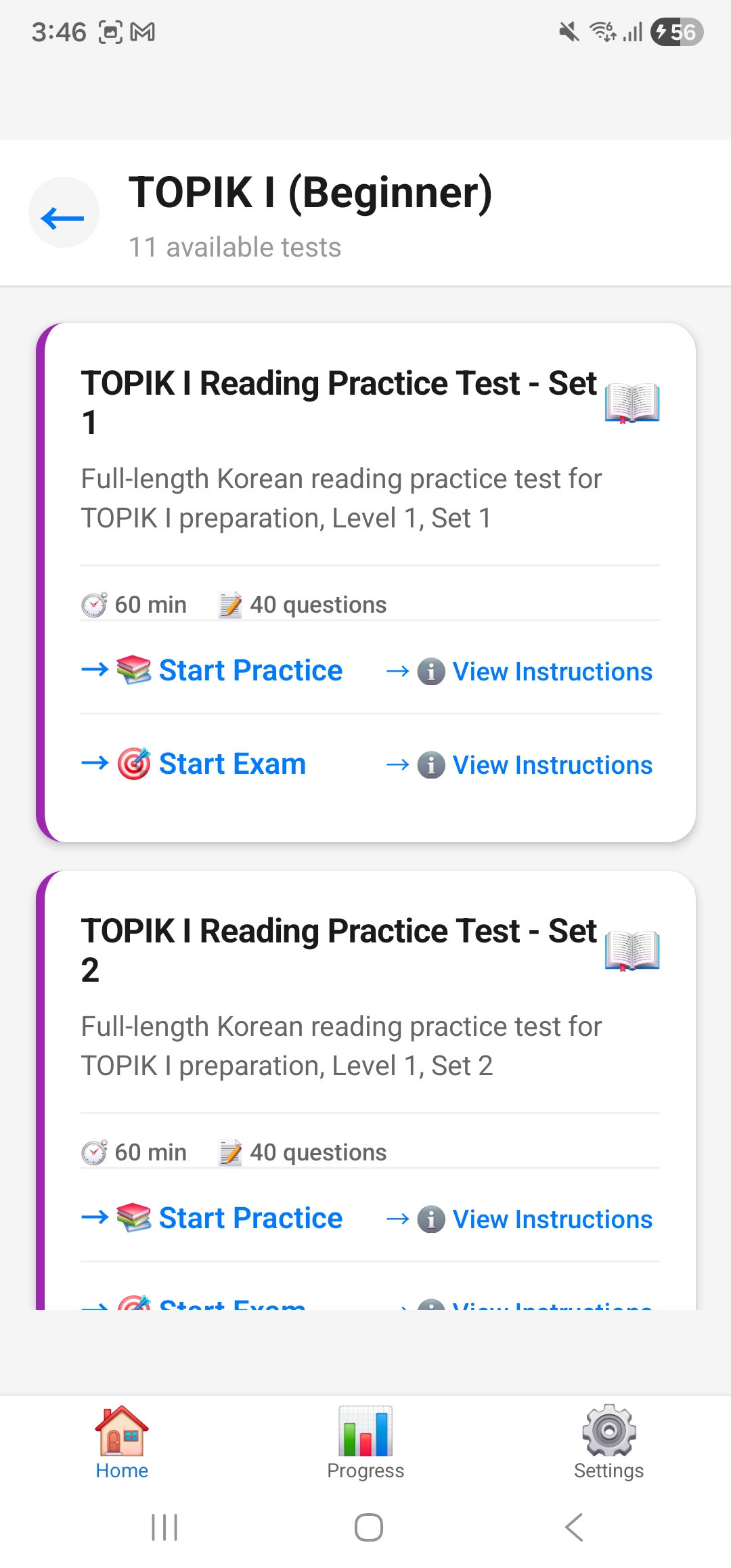 TOPIK Mock Test Education app screenshot 2
